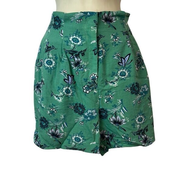 Ann Taylor Women's Green Floral High Waisted Shorts Size 4 - Picture 2 of 7
